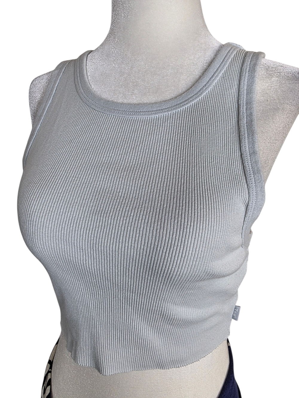 TNA Ribbed Crop raw hem Tank Top - Light blue